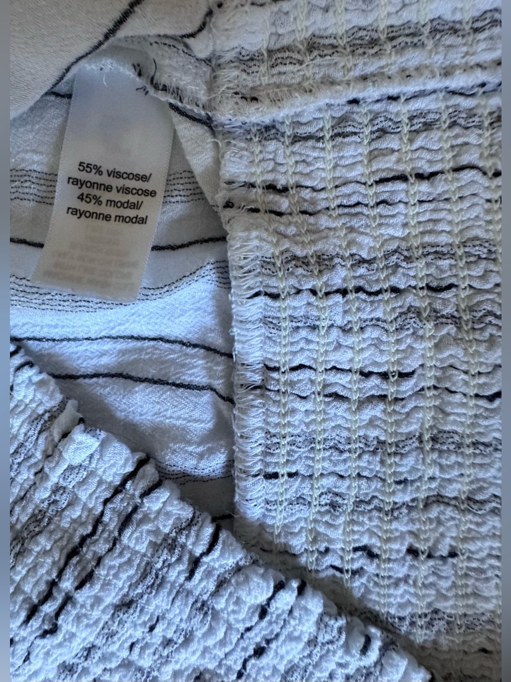Maurices White and Gray Striped Button-Front V-Neck Blouse - Picture 7 of 8